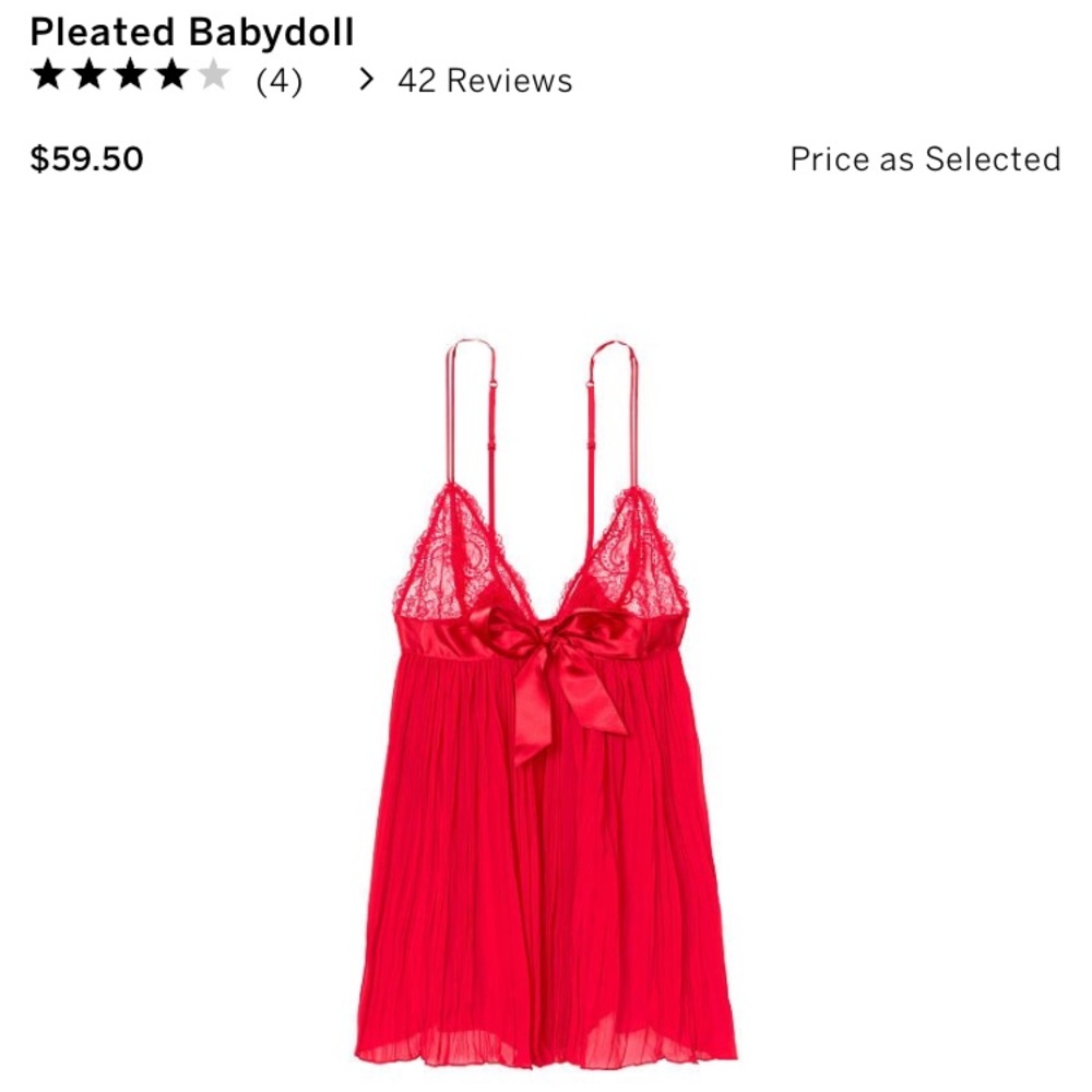Victoria’s Secret Red Pleated babydoll lingerie